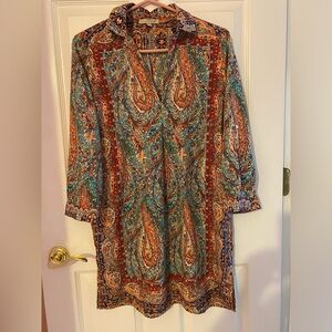 Joan Vass tunic dress, size medium, no stretch, POCKETS, roll up sleeves, NWOT